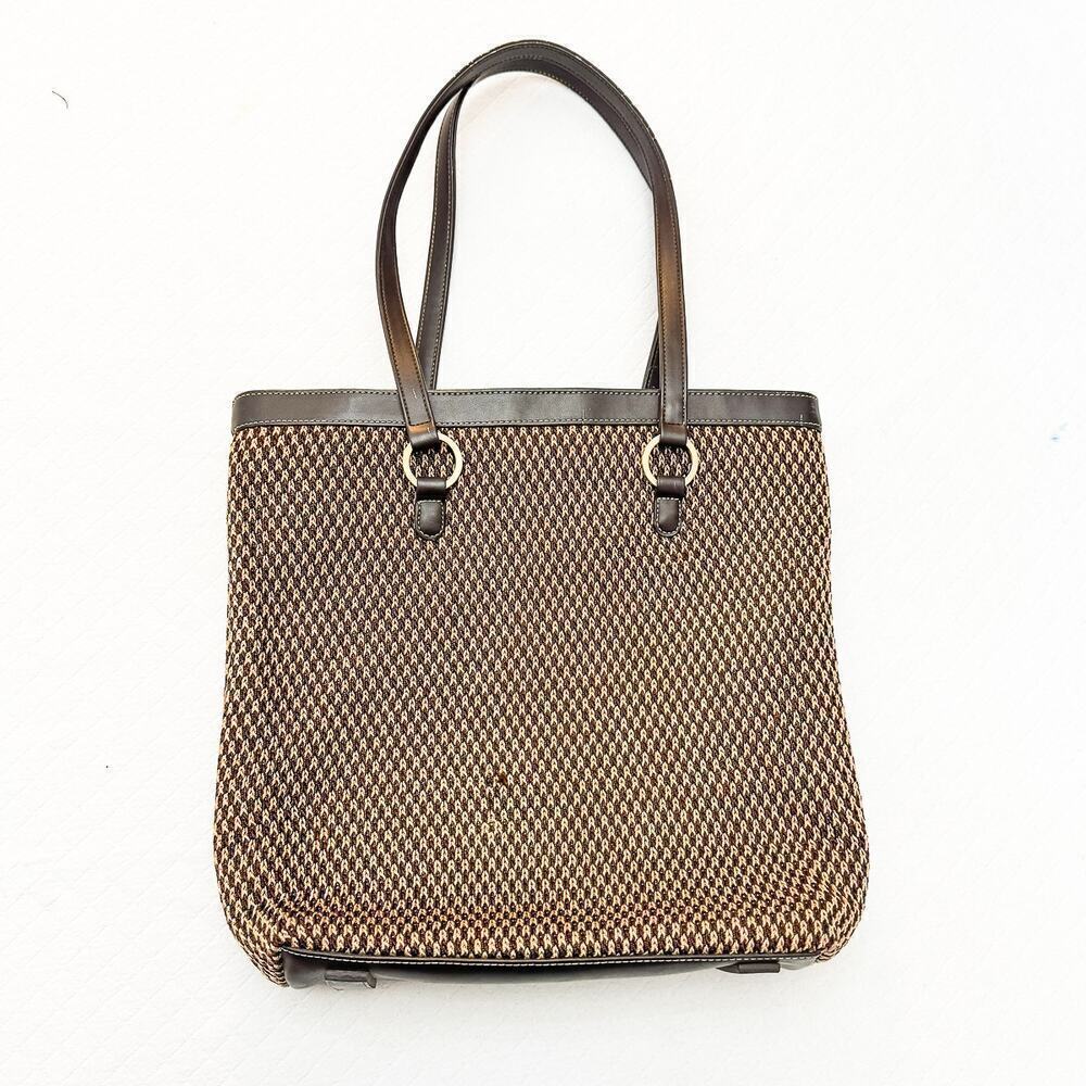 The Sak Brown Elliott Lucca Crochet Vintage Leather Handle Tan Handbag Purse